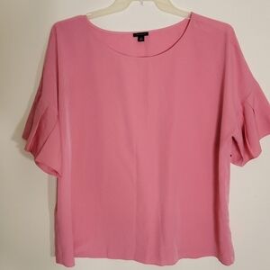 AnnTaylor Pink Blouse with pleated short sleeves Size XL